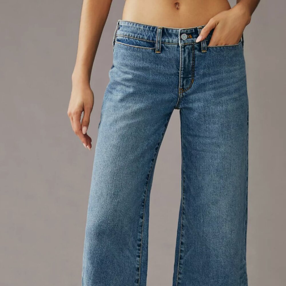 Pilcro Skater Low-Rise Wide-Leg Jeans | Palazzo Denim | Size 27 - Picture 4 of 10